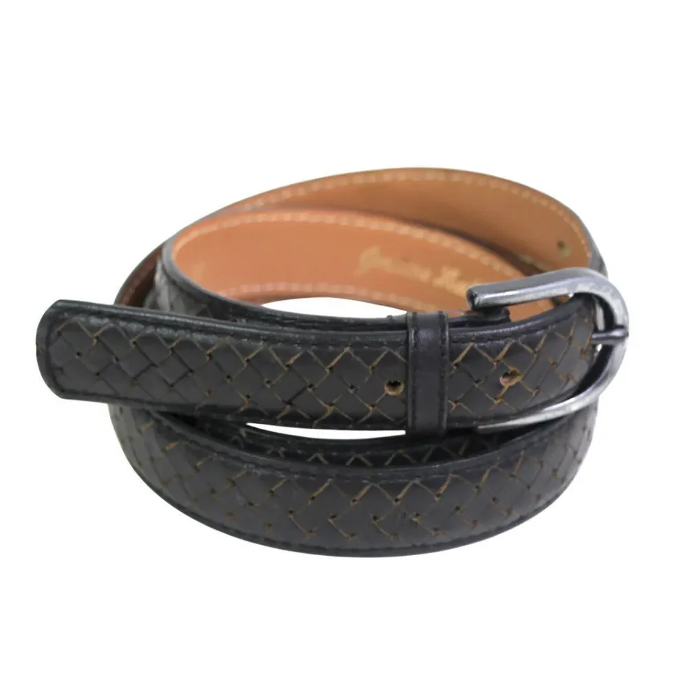 BRAIDED BLACK GENUINE LEATHER 7/8